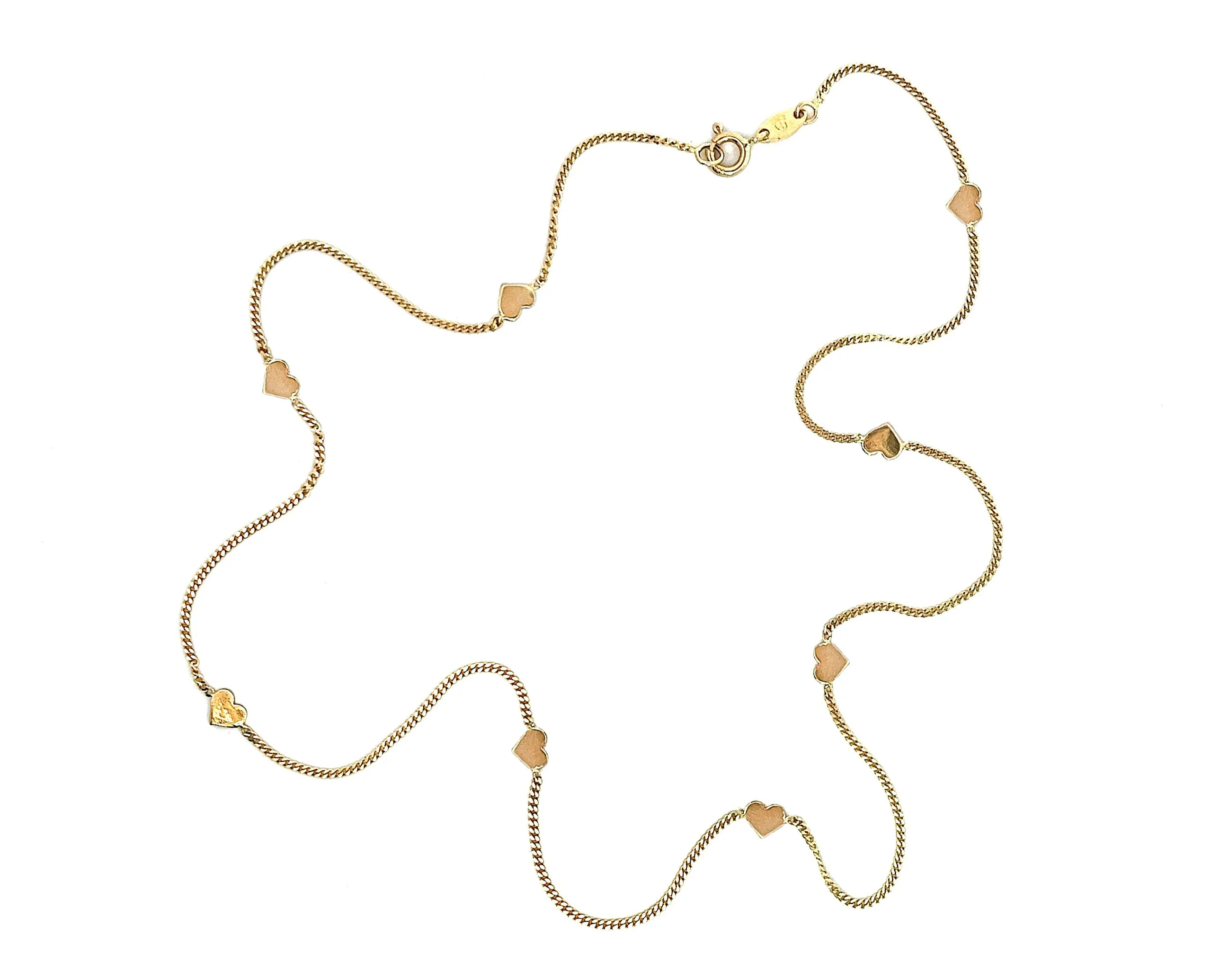 Yellow gold necklace with charms