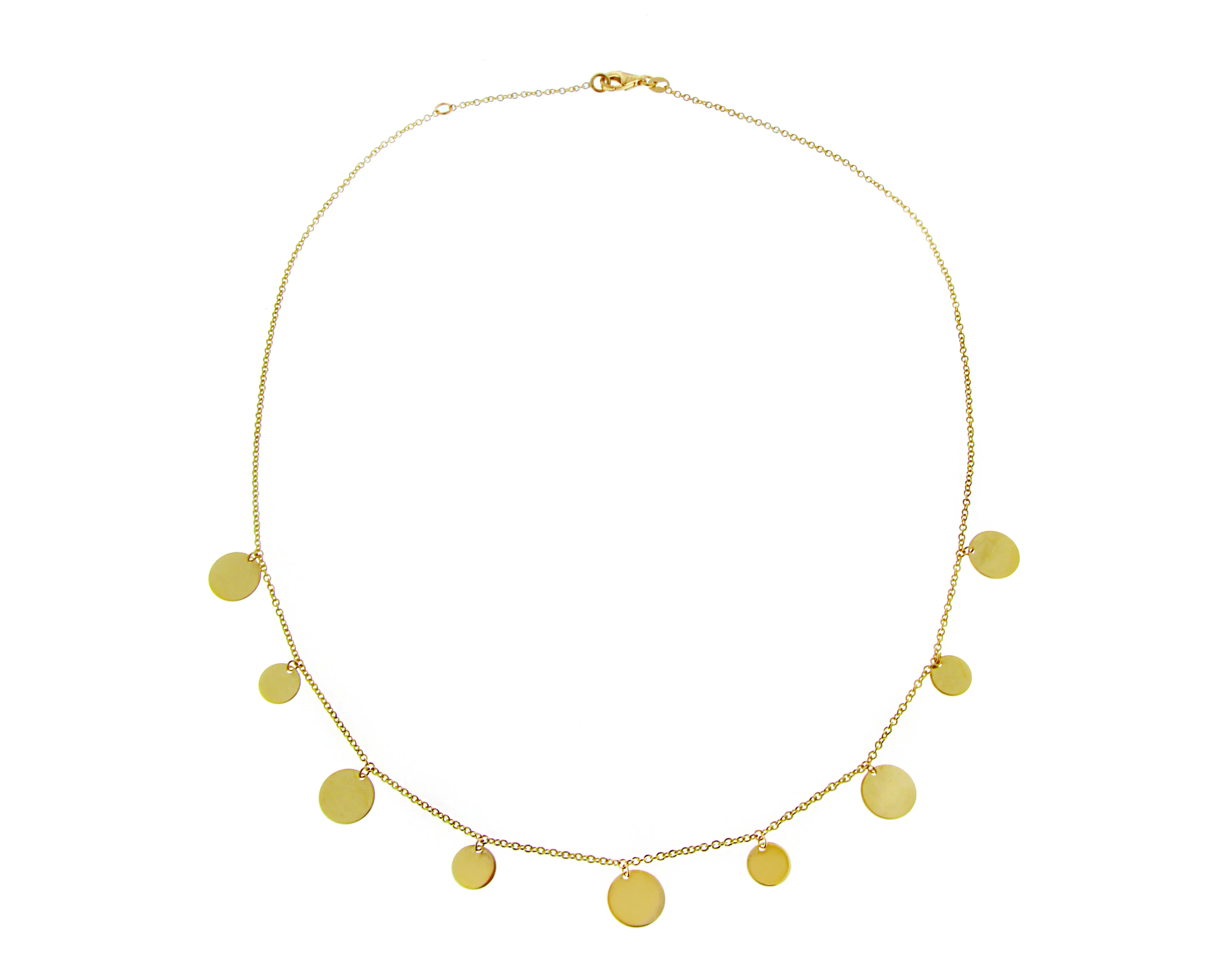Yellow gold necklace with coin pendants