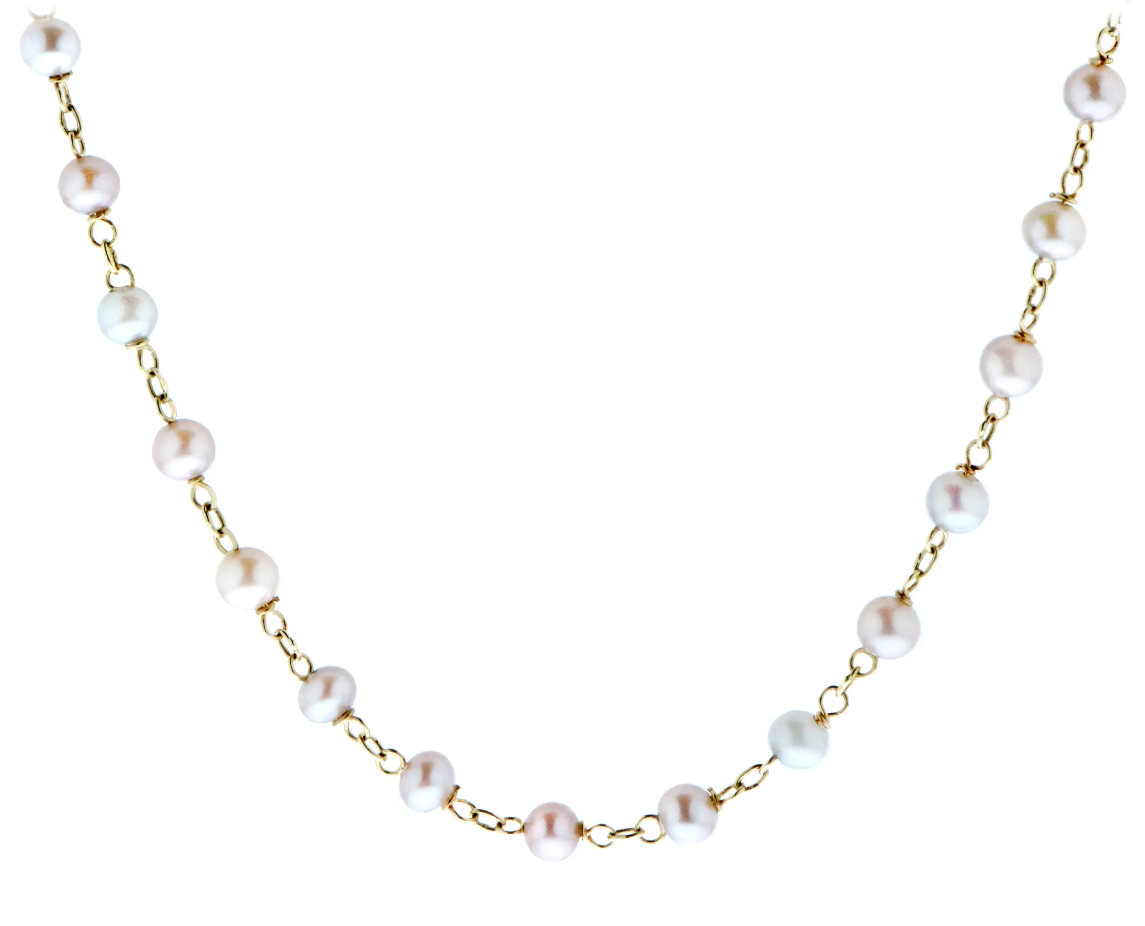 Yellow gold necklace with cultivated pearls