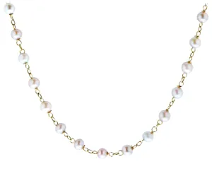 Yellow gold necklace with cultivated pearls