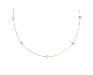 Yellow gold necklace with diamond flower charms