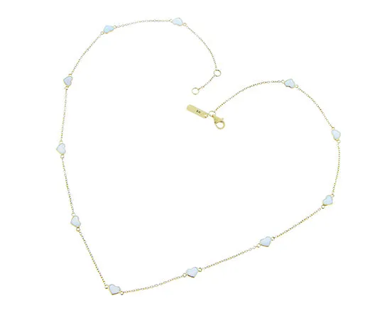 Yellow gold necklace with enamel hearts