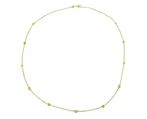 Yellow gold necklace with hearts and diamonds