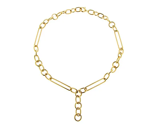 Yellow gold necklace with long and round chains