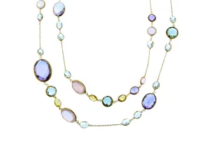 Yellow gold necklace with mixed stones