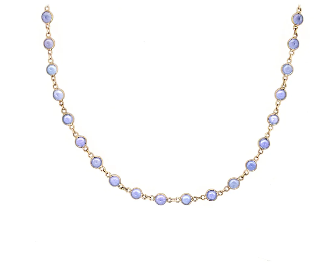 Yellow gold necklace with tanzanite
