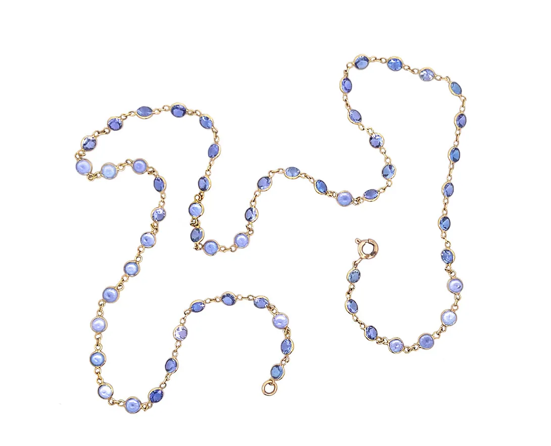 Yellow gold necklace with tanzanite