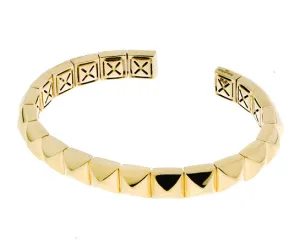 Yellow gold pyramid cuff bracelet