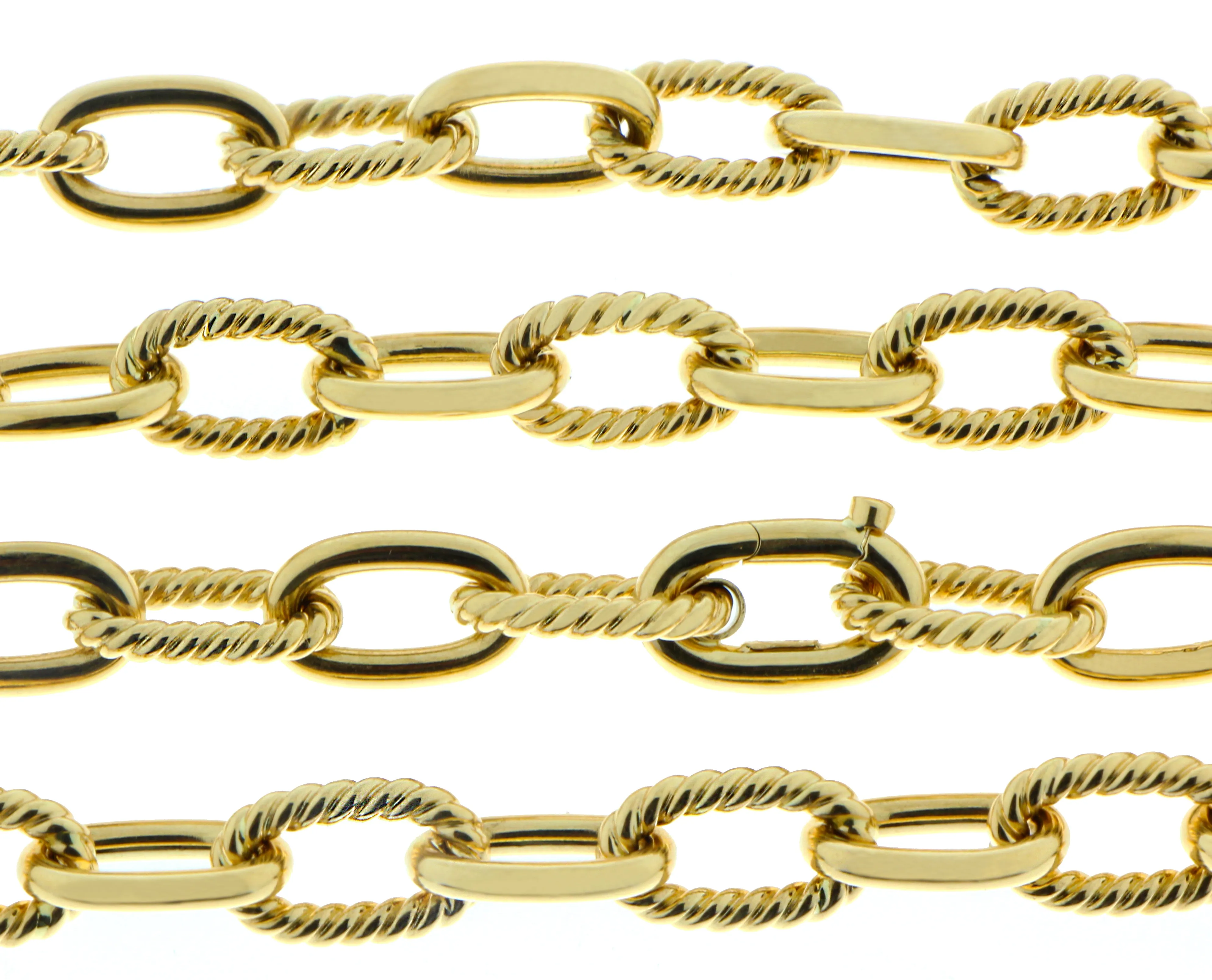 Yellow gold sautoir with twisted chains