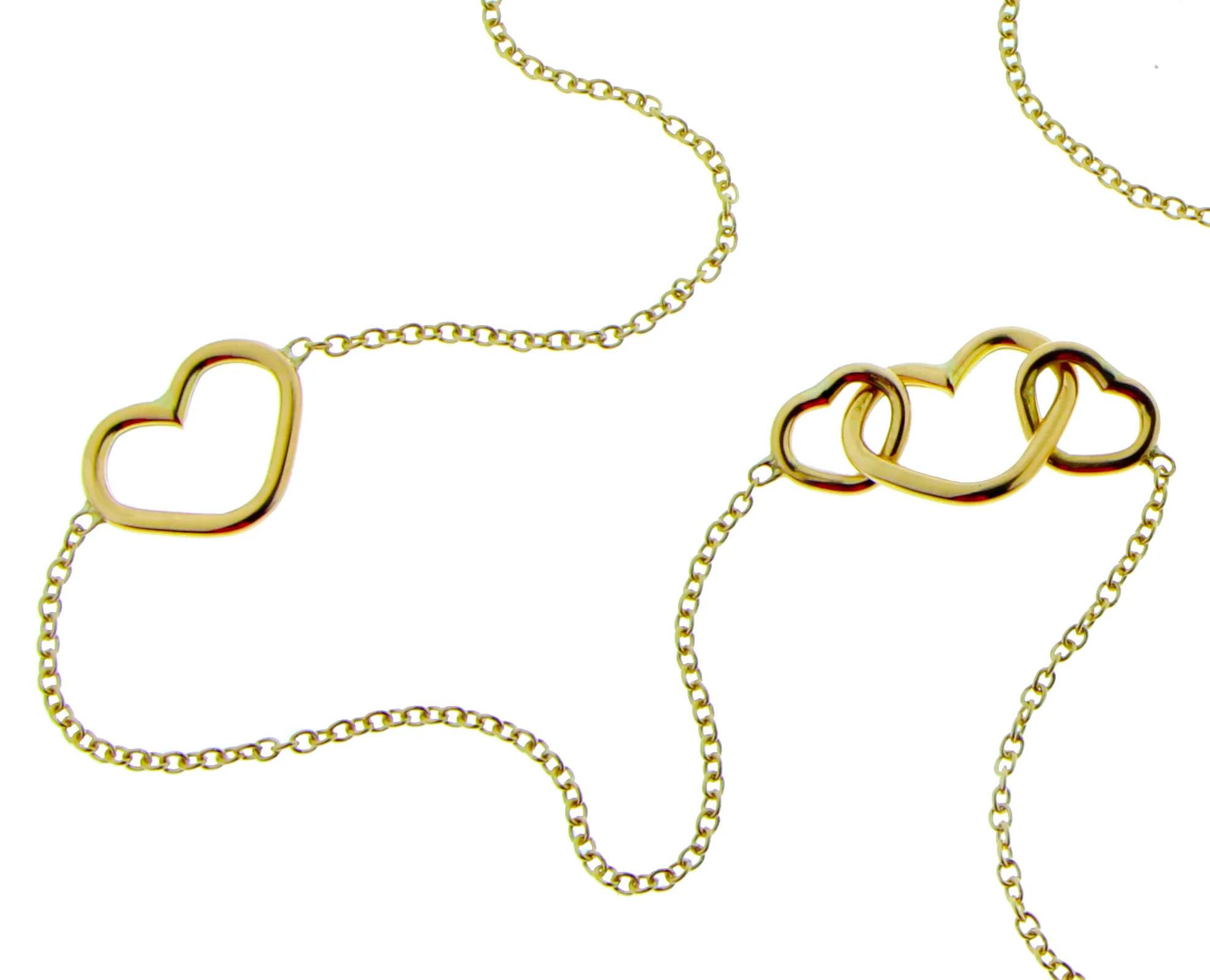 Yellow or rose gold sautoir with open hearts
