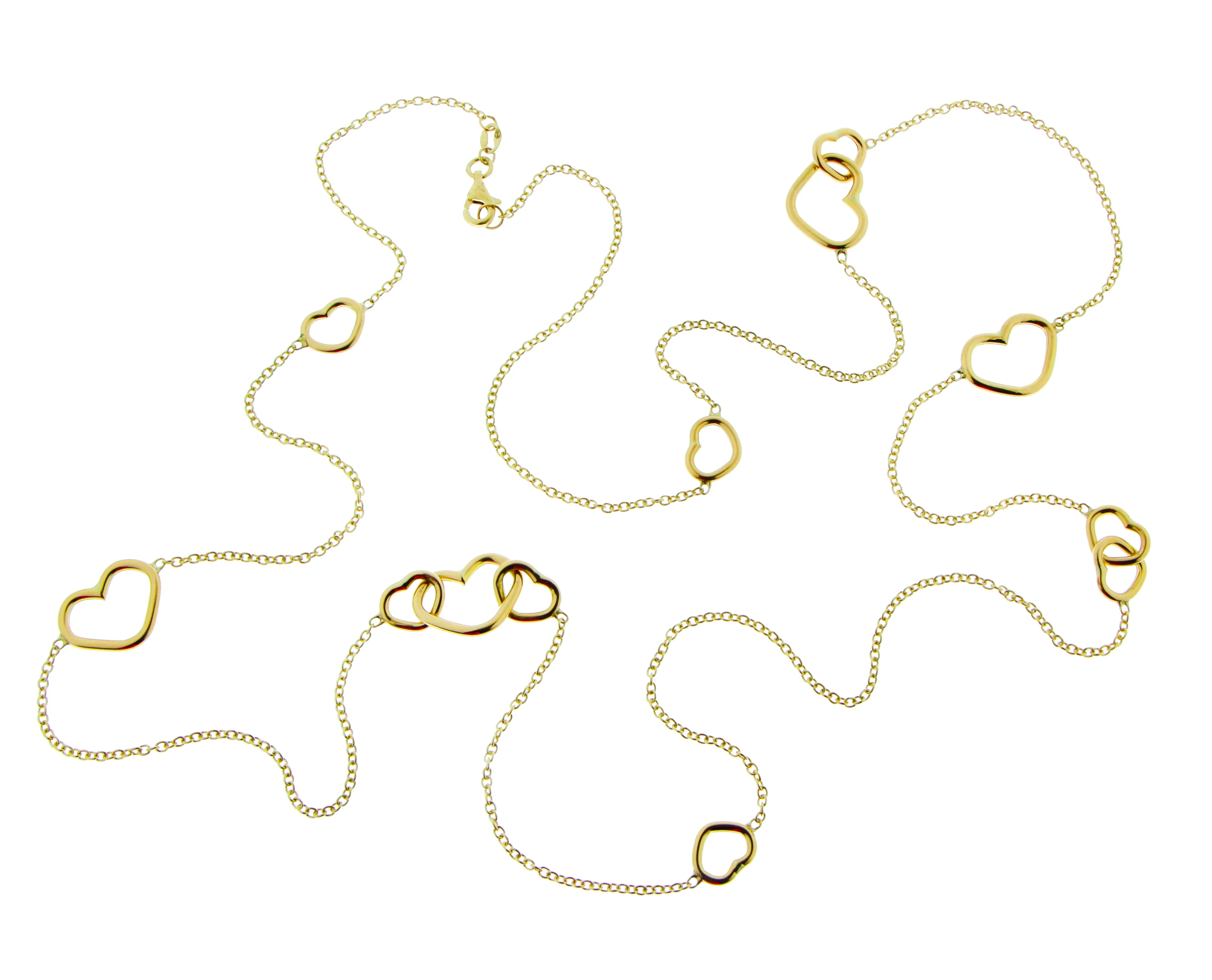 Yellow or rose gold sautoir with open hearts