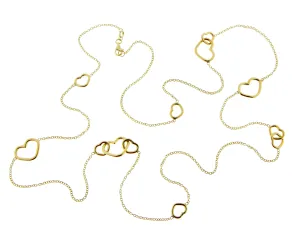 Yellow or rose gold sautoir with open hearts
