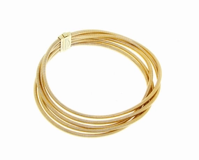 Yellow gold 5 row tubo necklace