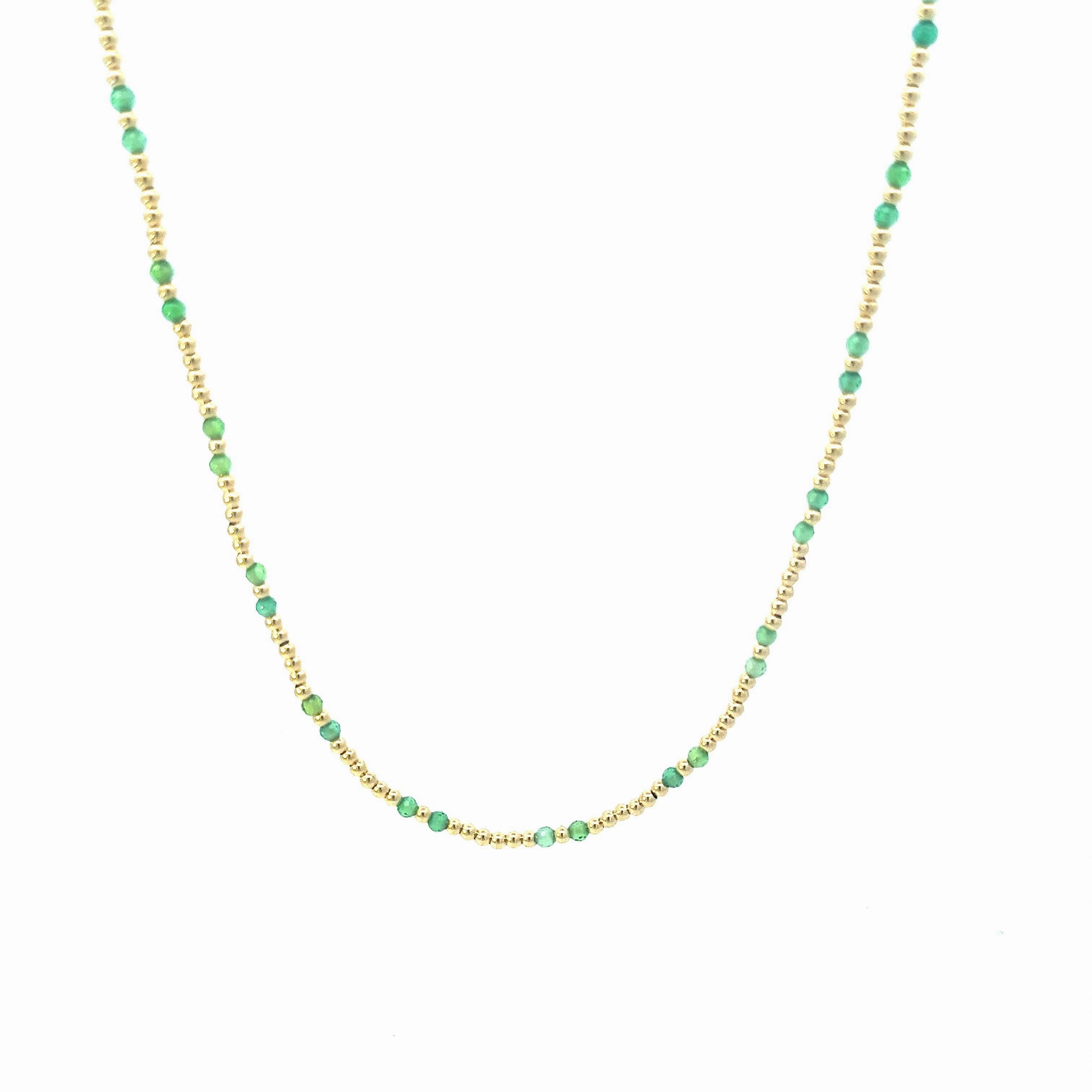 Yellow gold and spinel bead necklaces