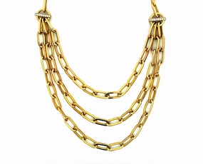 Yellow gold chain necklace with diamonds