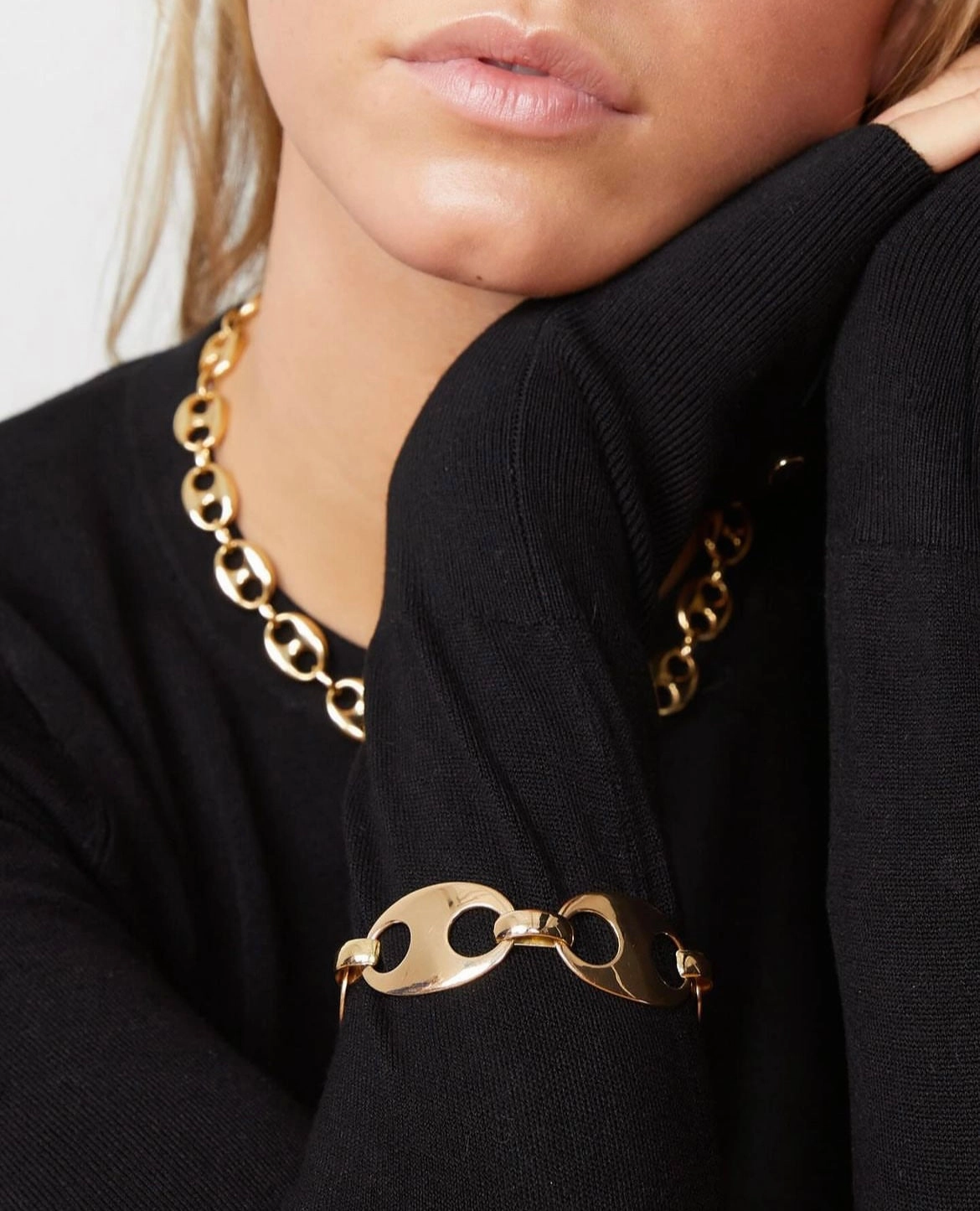 Yellow gold coffeebean necklace