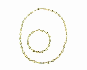 Yellow gold coffeebean necklace and bracelet