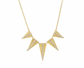 Yellow gold five point necklace with diamonds
