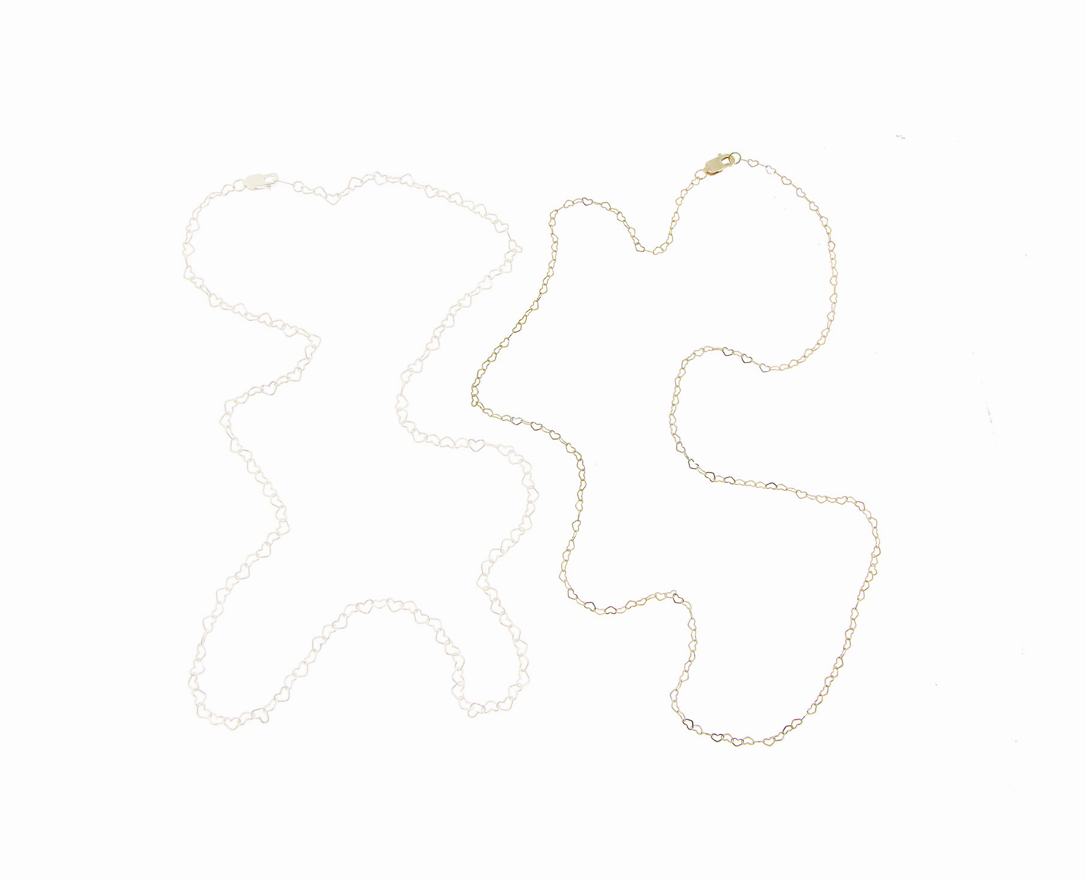 Yellow gold flat heart chain necklace