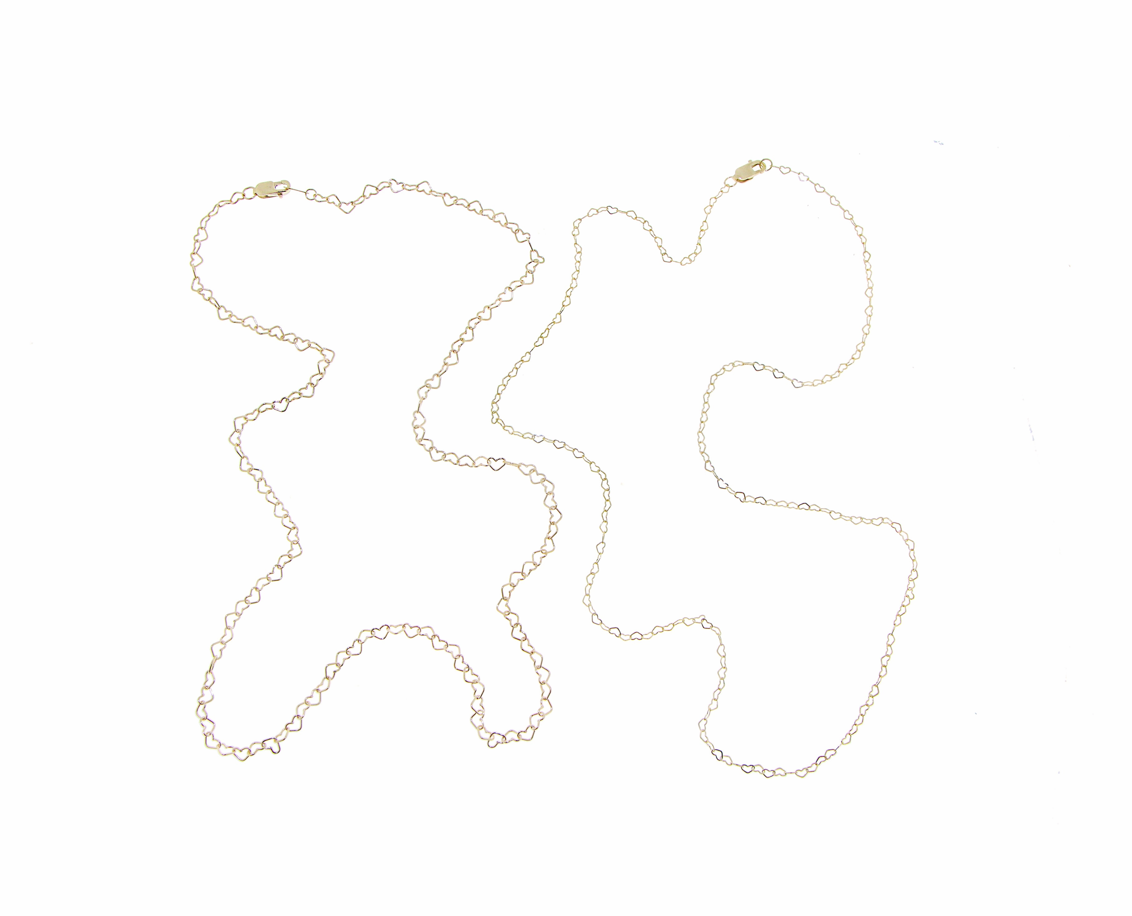 Yellow gold flat heart chain necklace