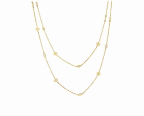 Yellow gold hearts and diamonds sautoir