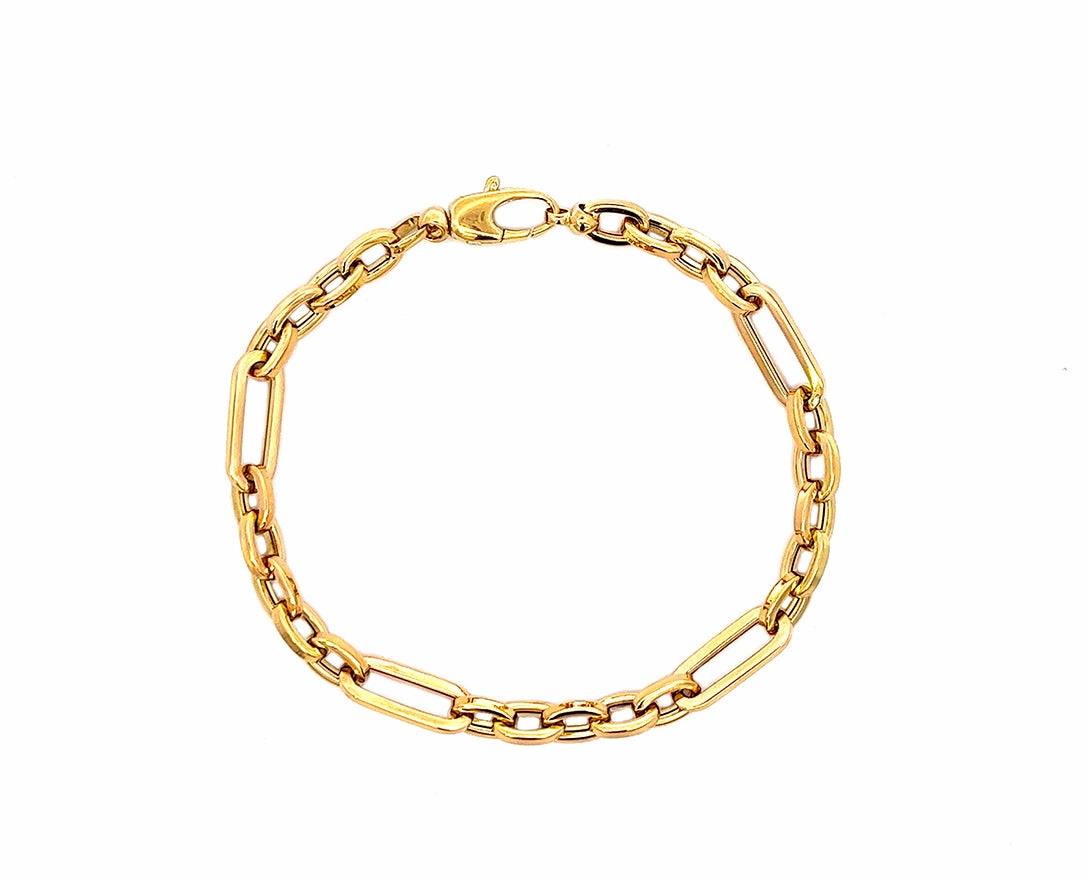 Yellow gold link bracelet 5 small and 1 long chain