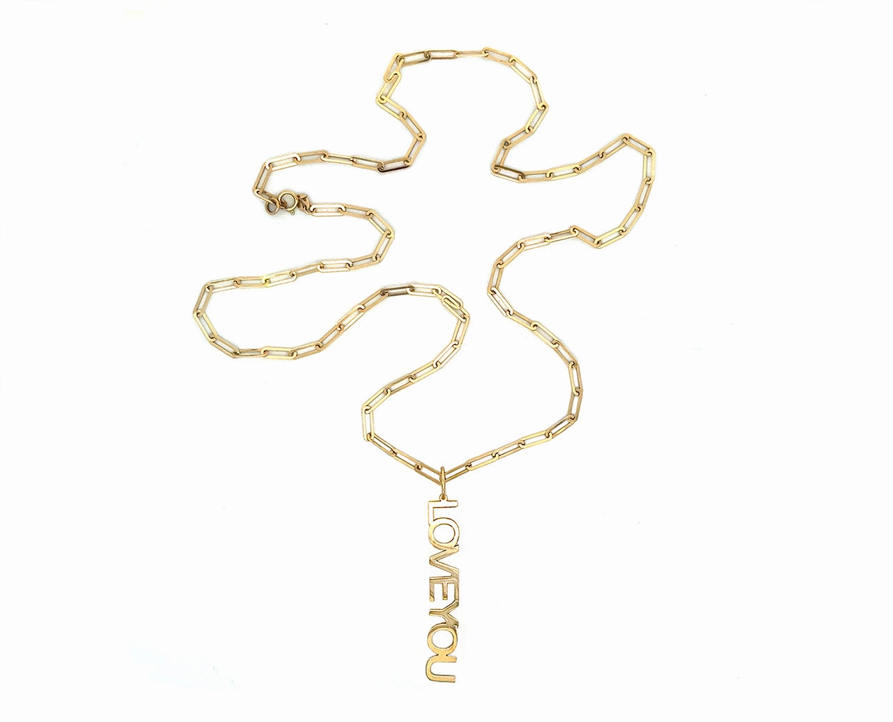 Yellow gold mini closed forever chain necklace with option to add an LOVEYOU pendant