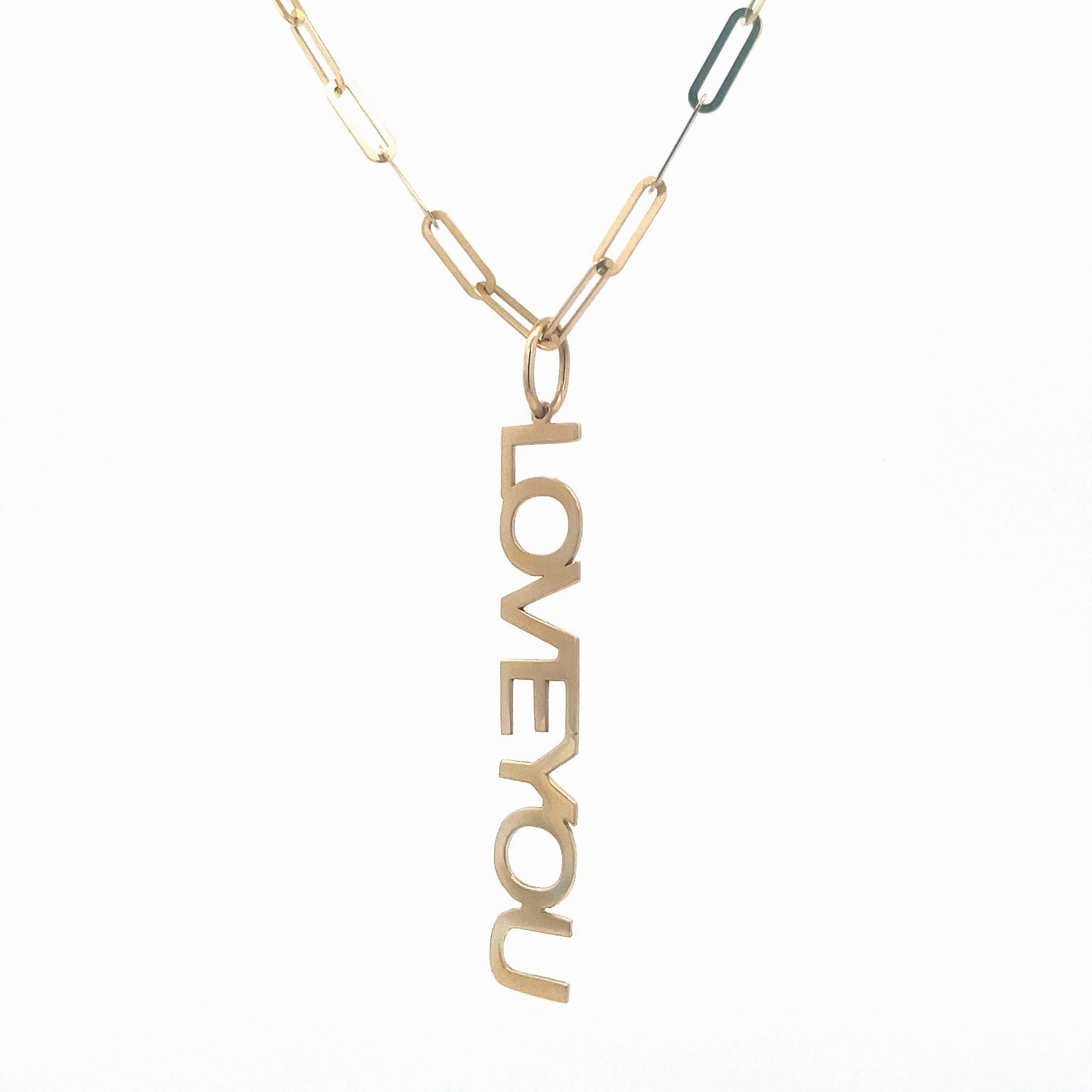Yellow gold mini closed forever chain necklace with option to add an LOVEYOU pendant