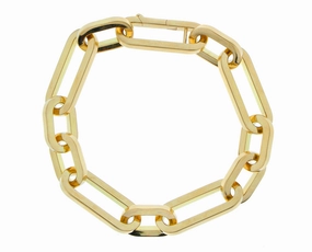 Yellow gold oval chain bracelet