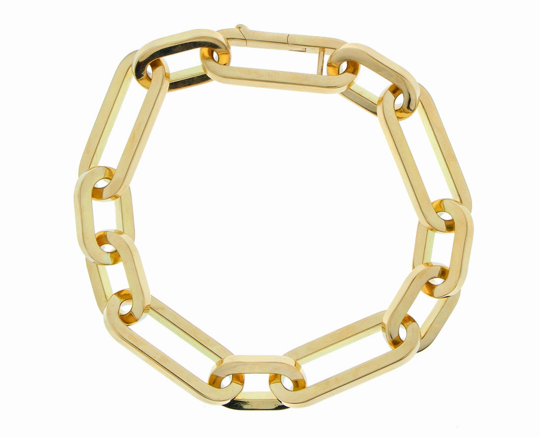 Yellow gold oval chain bracelet
