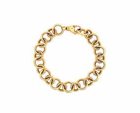 Yellow gold round torned and smooth chain bracelet