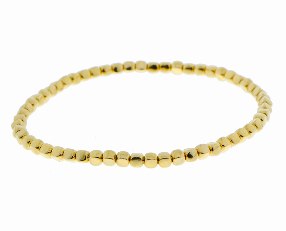 Yellow gold stretch bracelet gold blocks