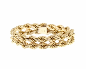 Yellow gold twisted double rope bracelet
