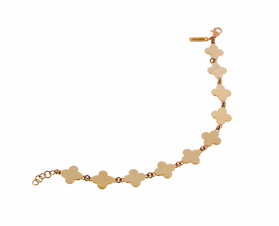Yellow or rose gold clover bracelet