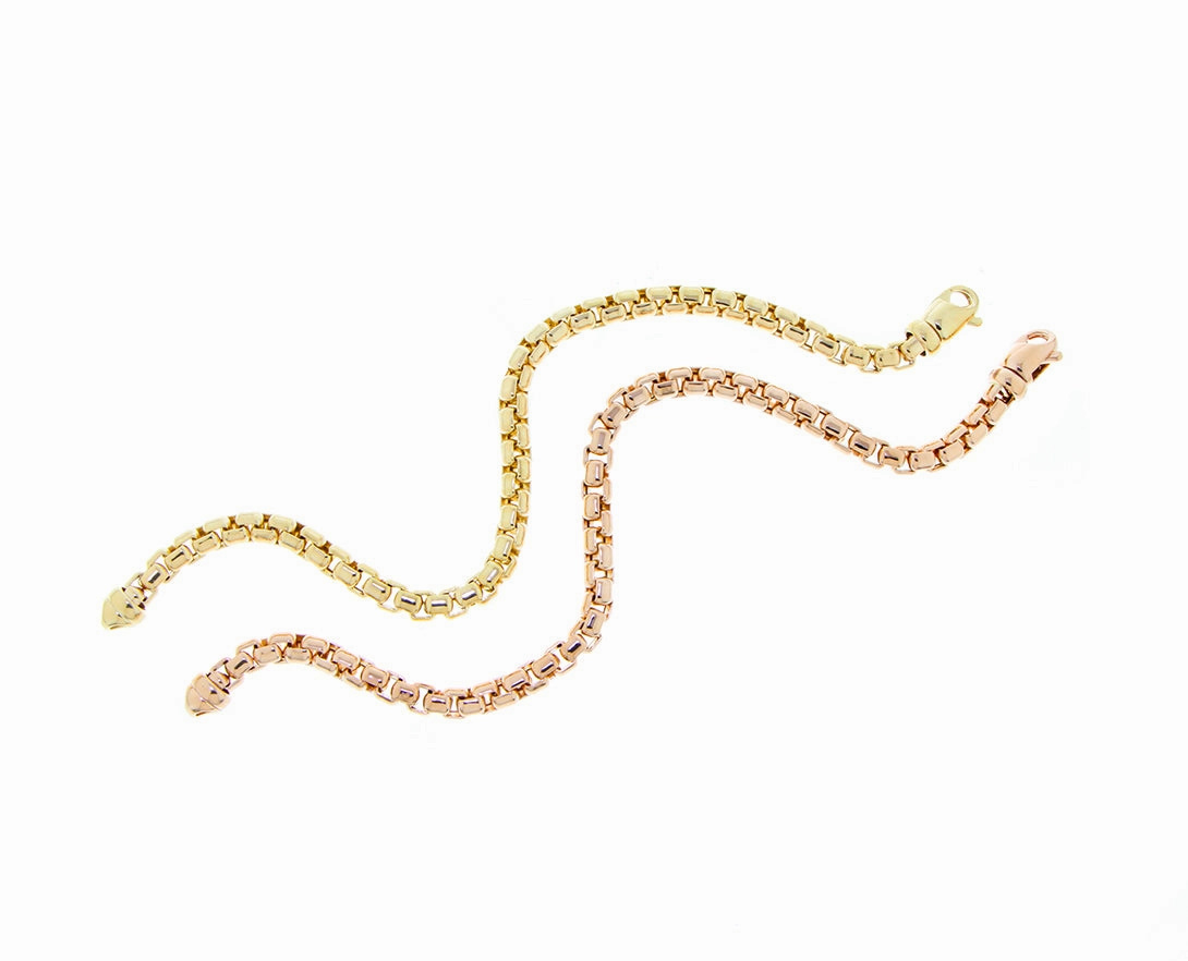 Yellow or rose gold venezia chain bracelet