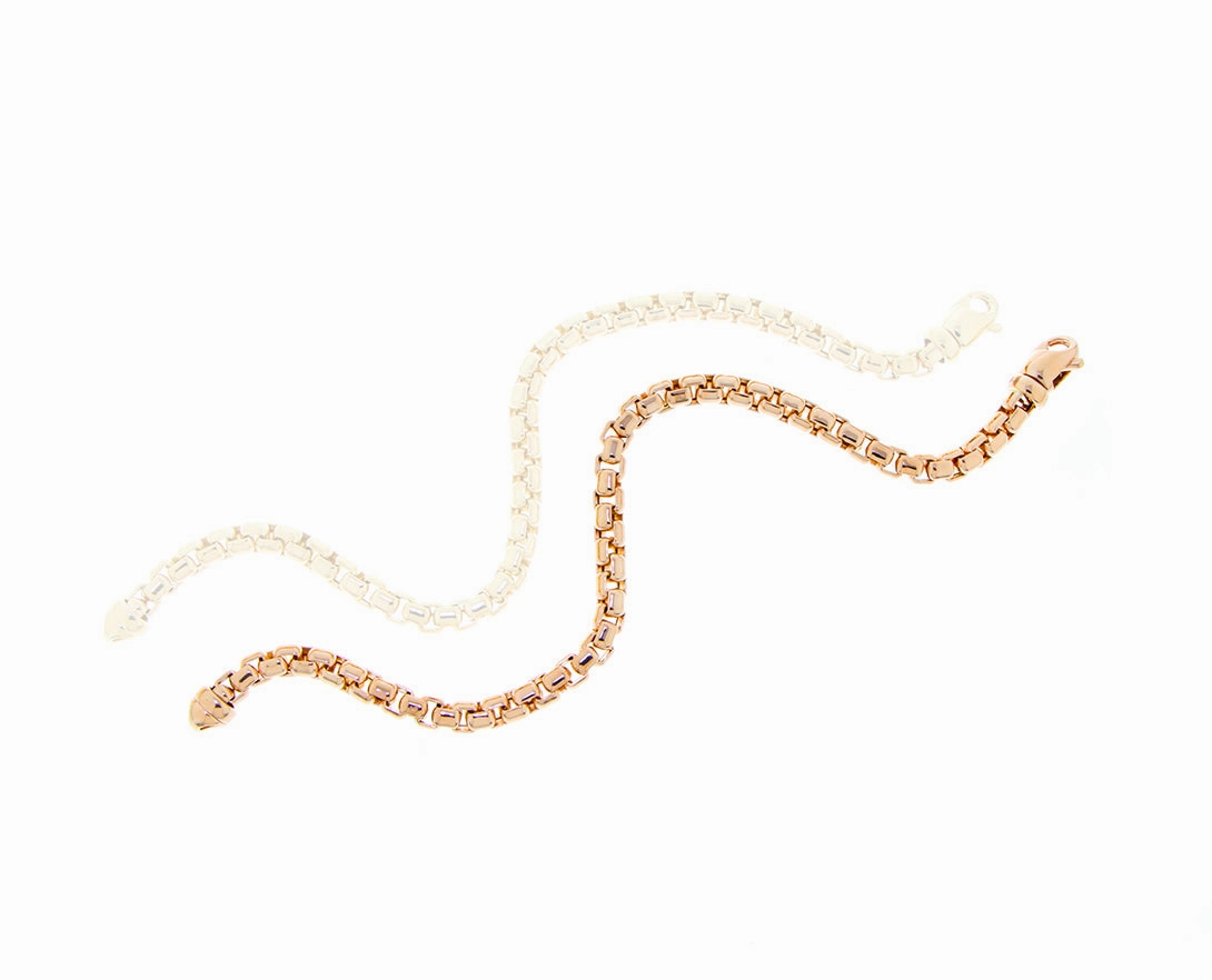 Yellow or rose gold venezia chain bracelet