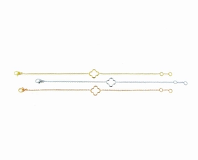 Yellow, white or rose gold single open clover bracelet